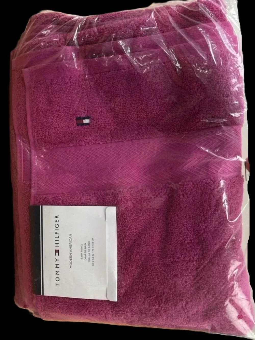Hilfiger Solid Modern American Bath Towel Raspberry Rose 30 x 54 IN 100% Cotton